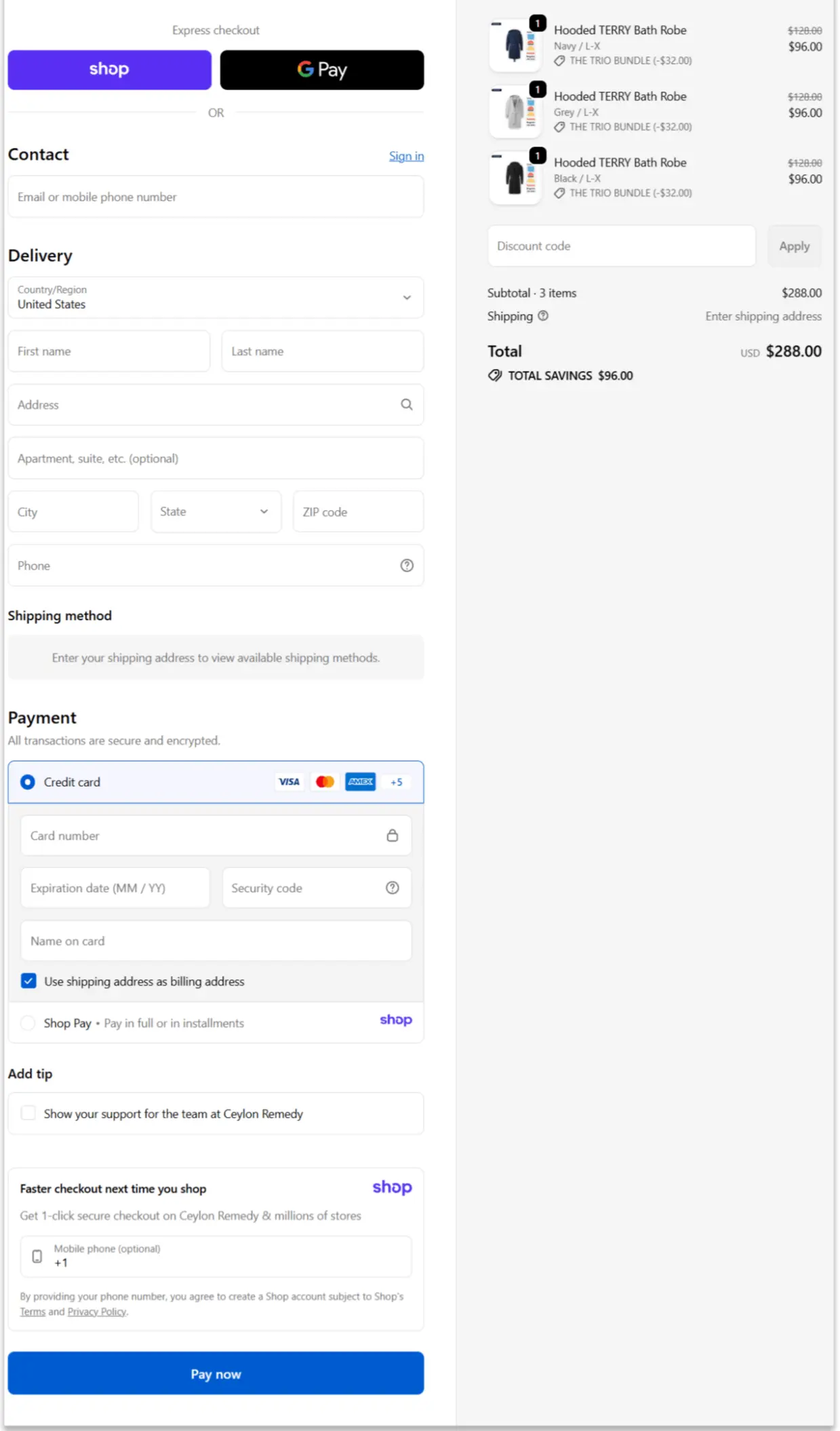 DudeRobe Secure Checkout Page